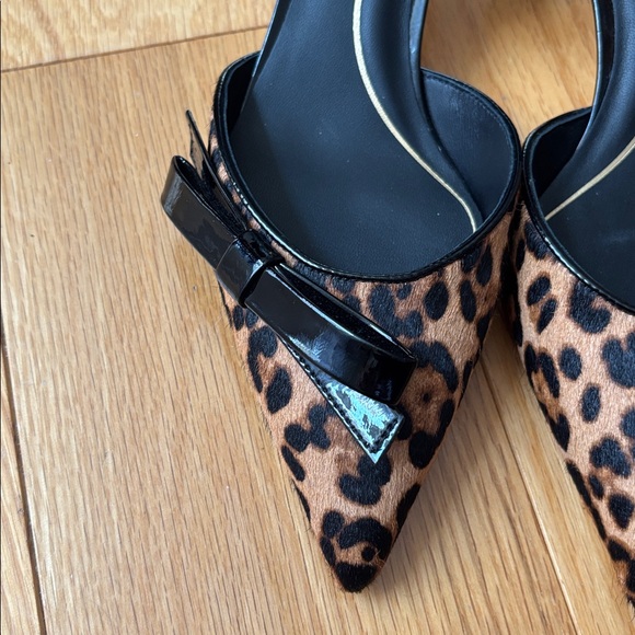 New! Cole Haan Noella Bow Leopard Print Leather Slingback Kitten Heel Pumps  7 - Picture 15 of 15
